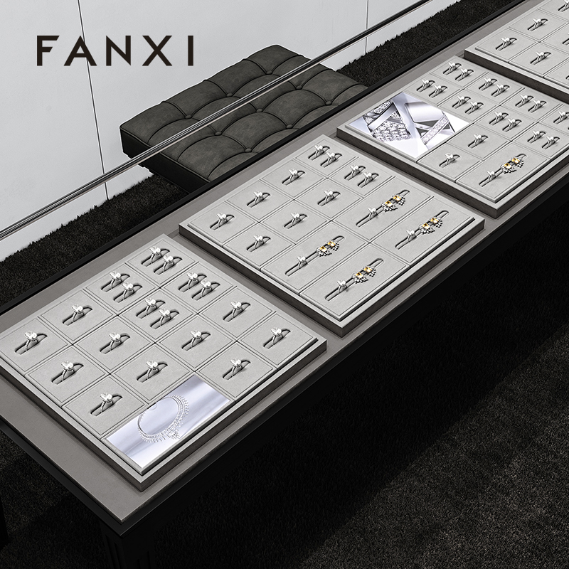 FANXI Wholesale Grey Microfiber Jewelry Combination Set