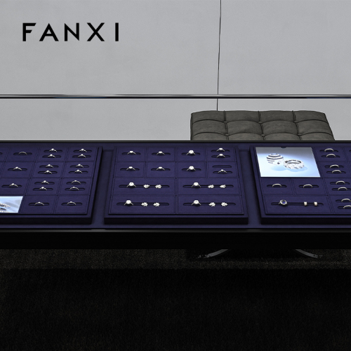 FANXI Fashion Blue Microfiber Jewelry Display set
