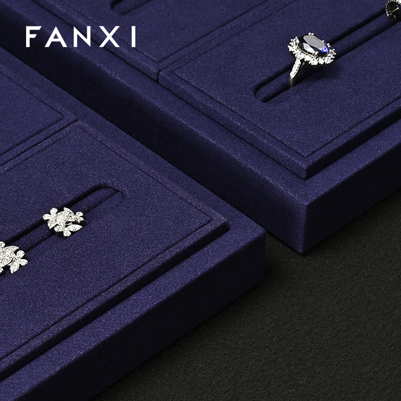 FANXI Fashion Blue Microfiber Jewelry Display set