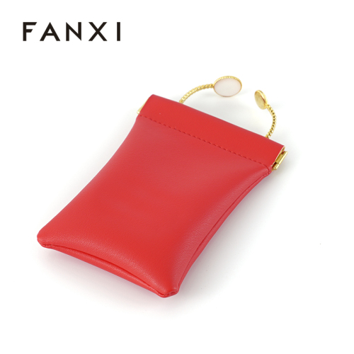 FANXI Custom red leather jewelry bag