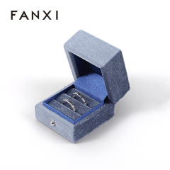 FANXI Custom blue velvet ring box