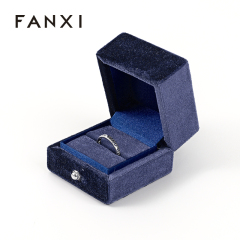 FANXI Custom dark blue velvet ring box