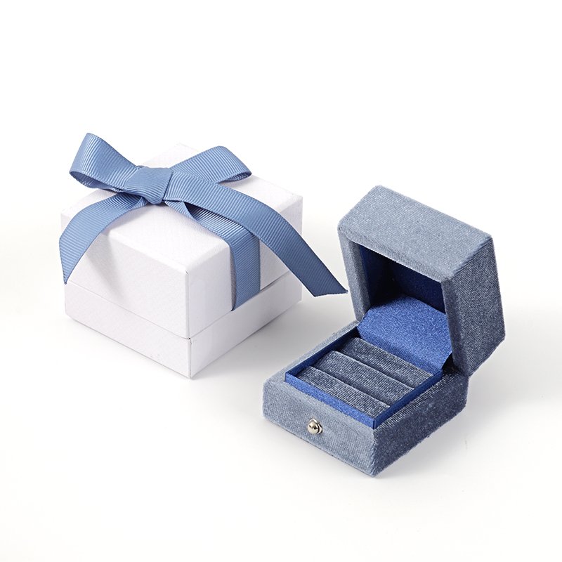 FANXI Custom blue velvet ring box