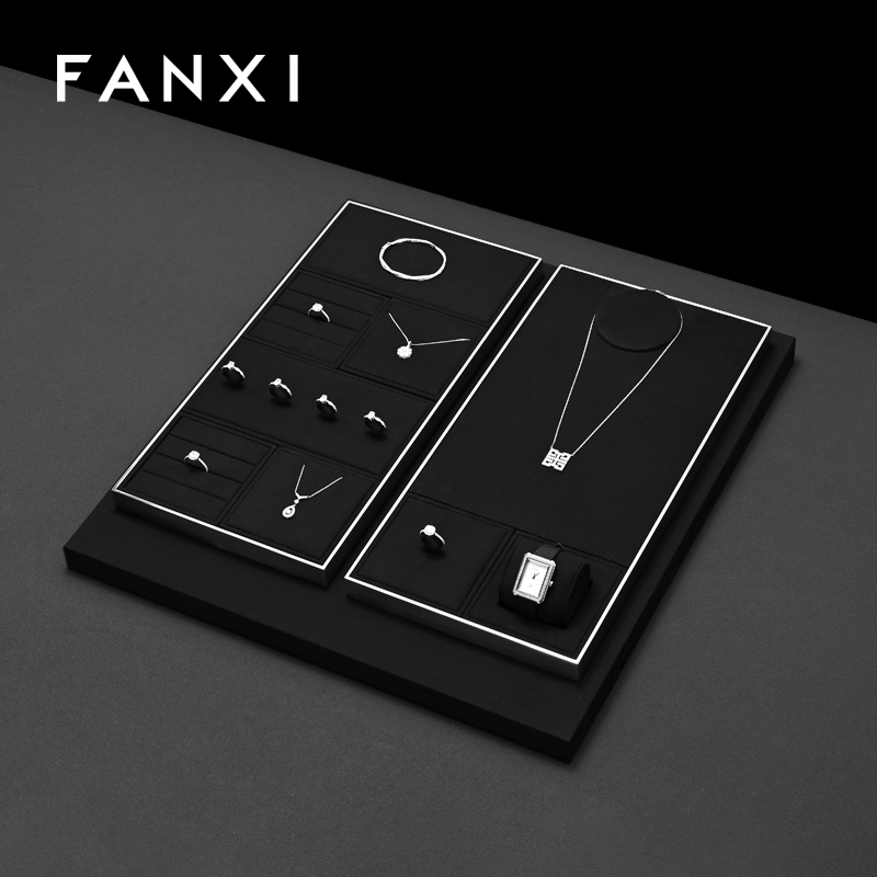 FANXI High quality Leather Black Jewelry display