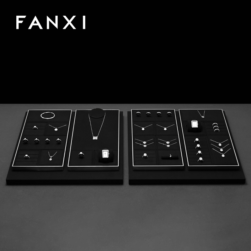 FANXI High quality Leather Black Jewelry display