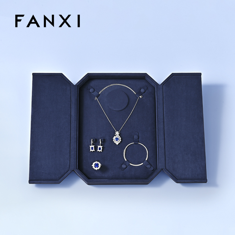 FANXI High quality blue velvet jewelry box
