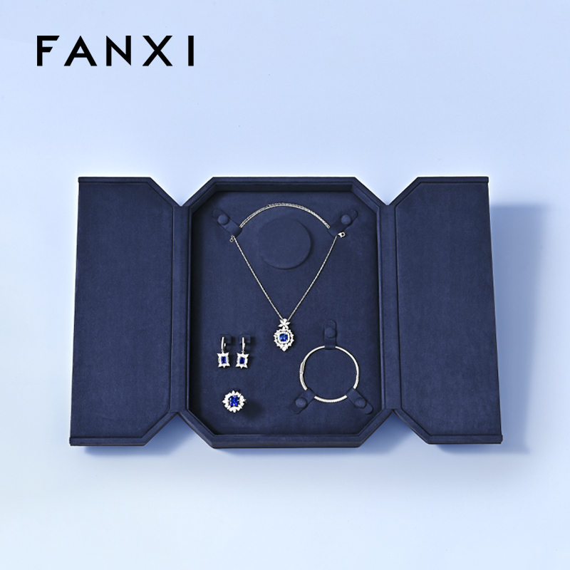 FANXI High quality blue velvet jewelry box