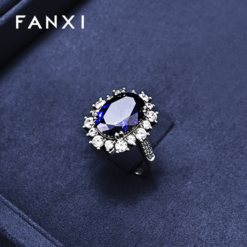 FANXI High quality blue velvet jewelry box