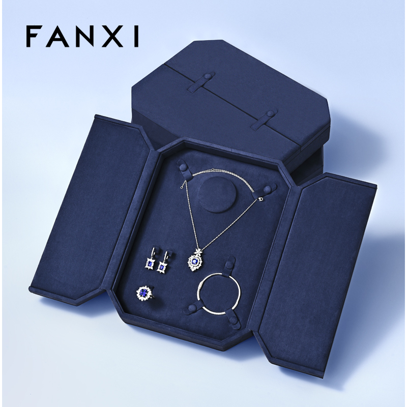 FANXI High quality blue velvet jewelry box