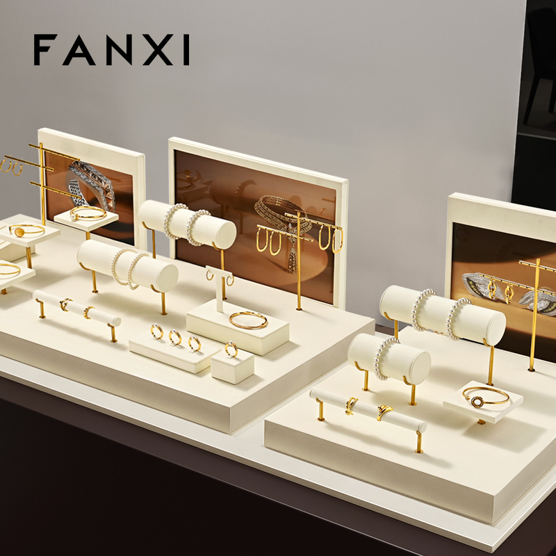FANXI hot sale beige Microfiber jewelry display set