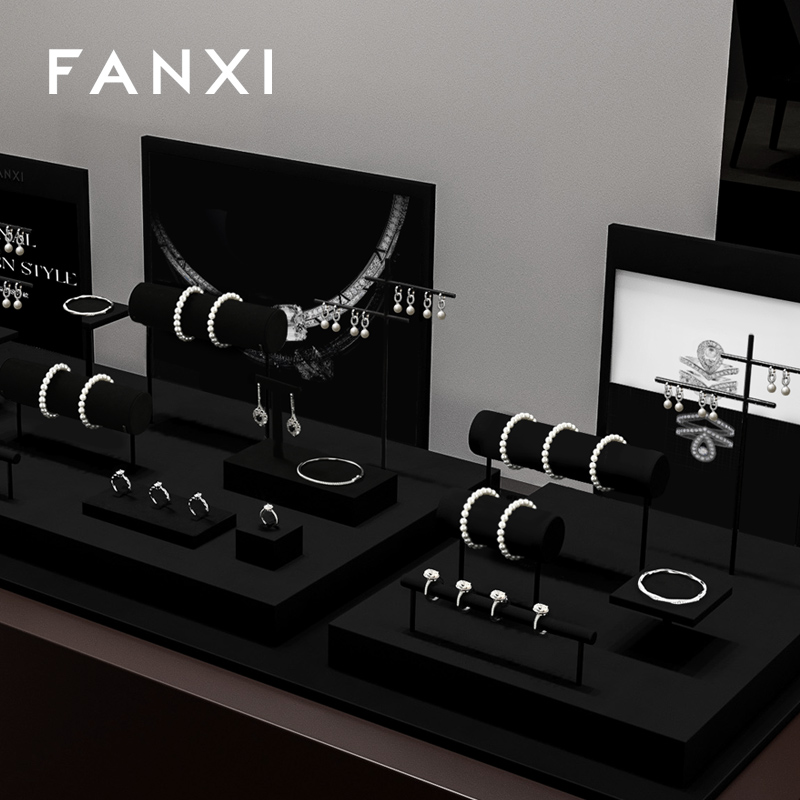 FANXI Wholesale black metal jewelry display set