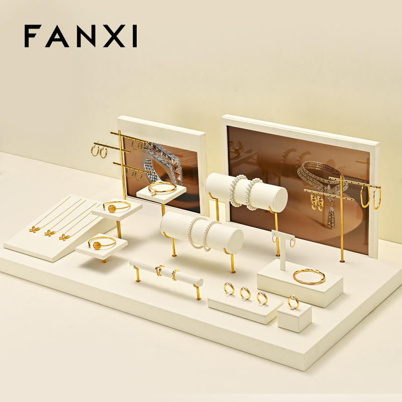 FANXI hot sale beige Microfiber jewelry display set