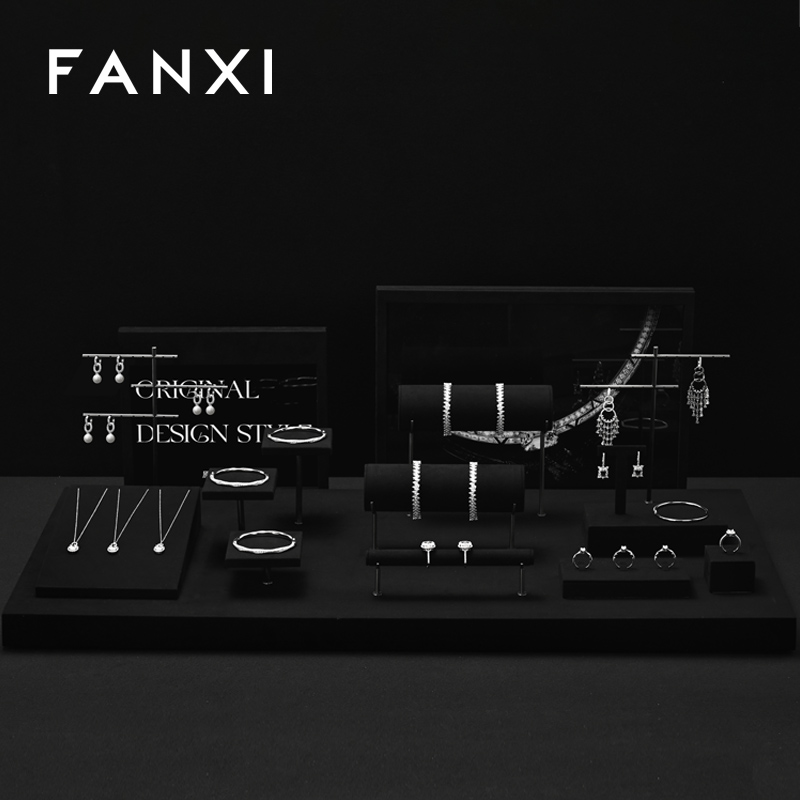 FANXI Wholesale black metal jewelry display set