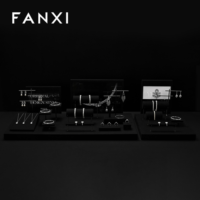 FANXI Wholesale black metal jewelry display set