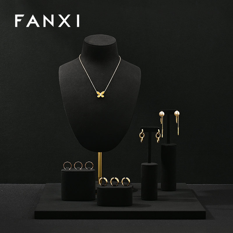 FANXI factory black Microfiber fashion jewelry set