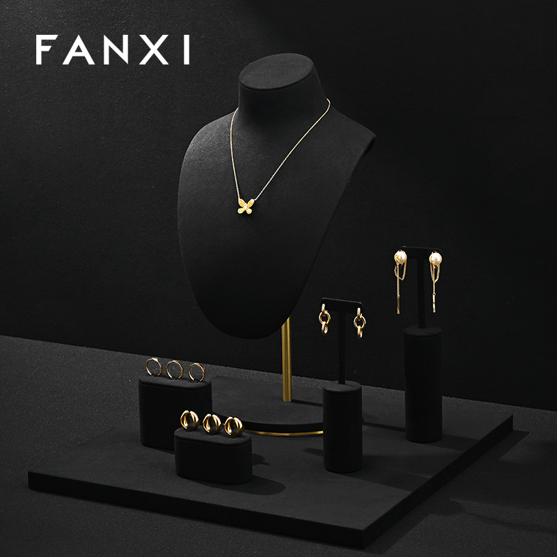 FANXI factory black Microfiber fashion jewelry set