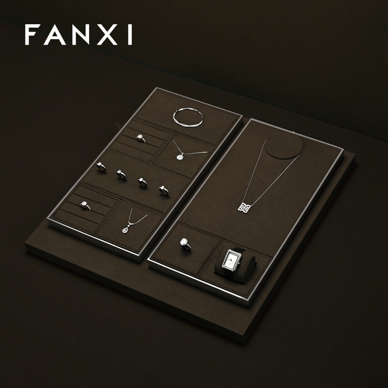 FANXI New arrival Brown Leather Jewelry display