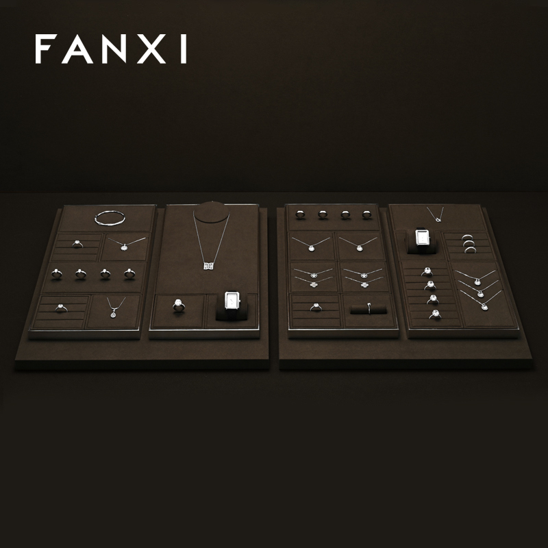 FANXI New arrival Brown Leather Jewelry display
