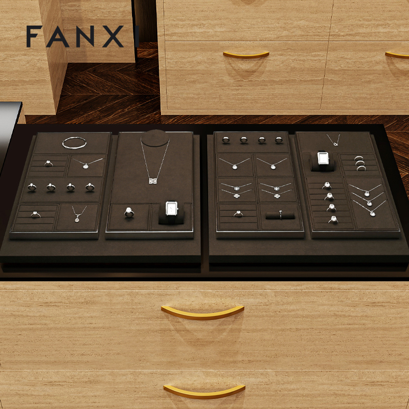 FANXI New arrival Brown Leather Jewelry display