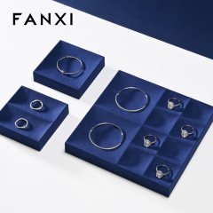 FANXI hot sale sapphire blue Microfiber jewelry organizer trays
