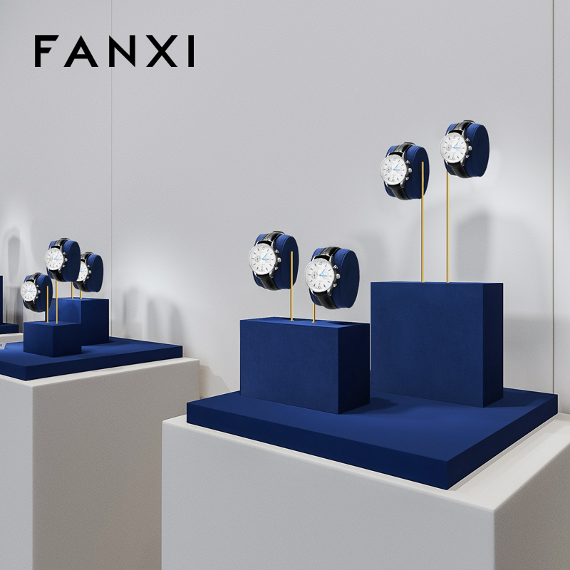FANXI New arrival Blue metal Microfiber Watch display set