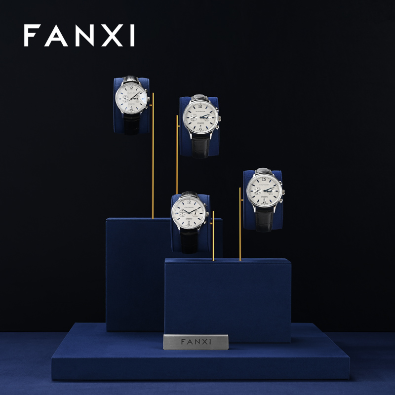 FANXI New arrival Blue metal Microfiber Watch display set