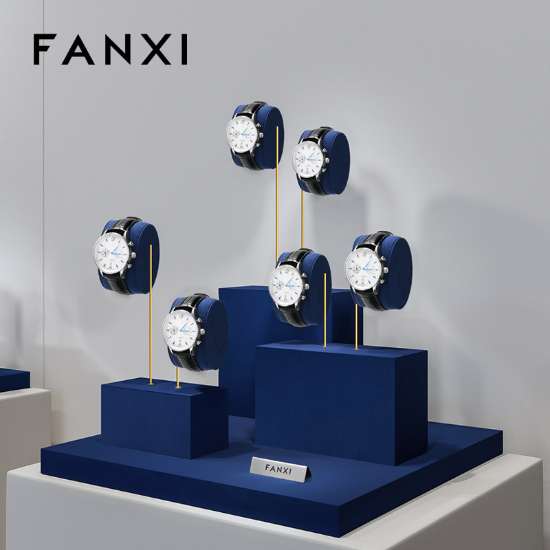 FANXI New arrival Blue metal Microfiber Watch display set