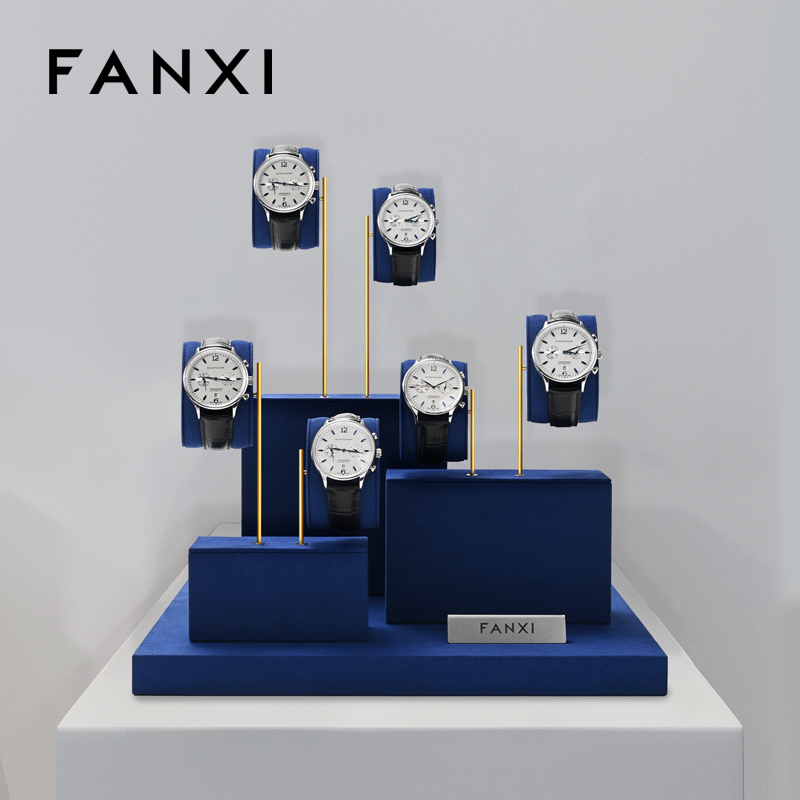 FANXI New arrival Blue metal Microfiber Watch display set