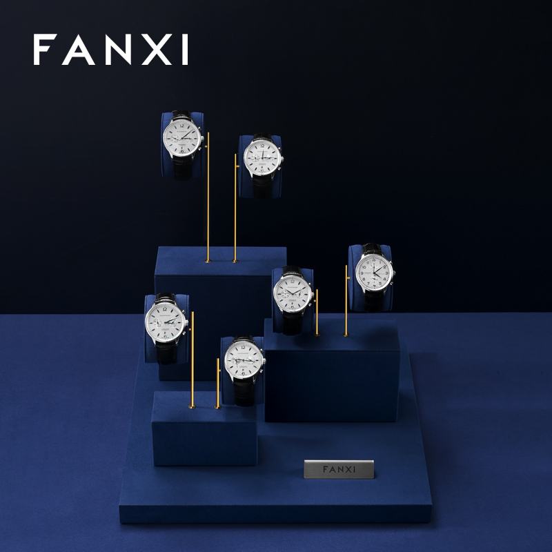 FANXI New arrival Blue metal Microfiber Watch display set