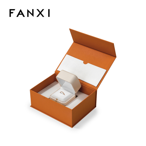 FANXI Custom beige leather magnetic paper box