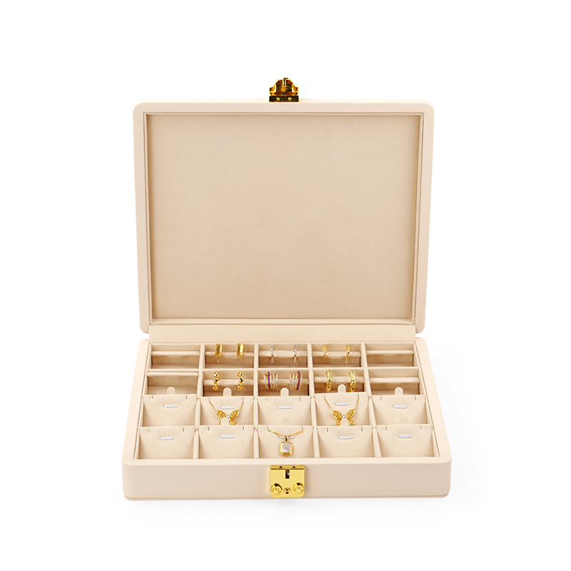 FANXI Custom beige leather microfiber jewelry box
