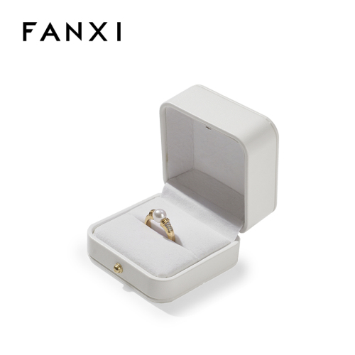 FANXI Custom white leather velvet ring box