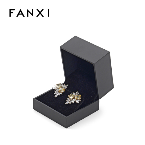 FANXI Custom black paper velvet earring box