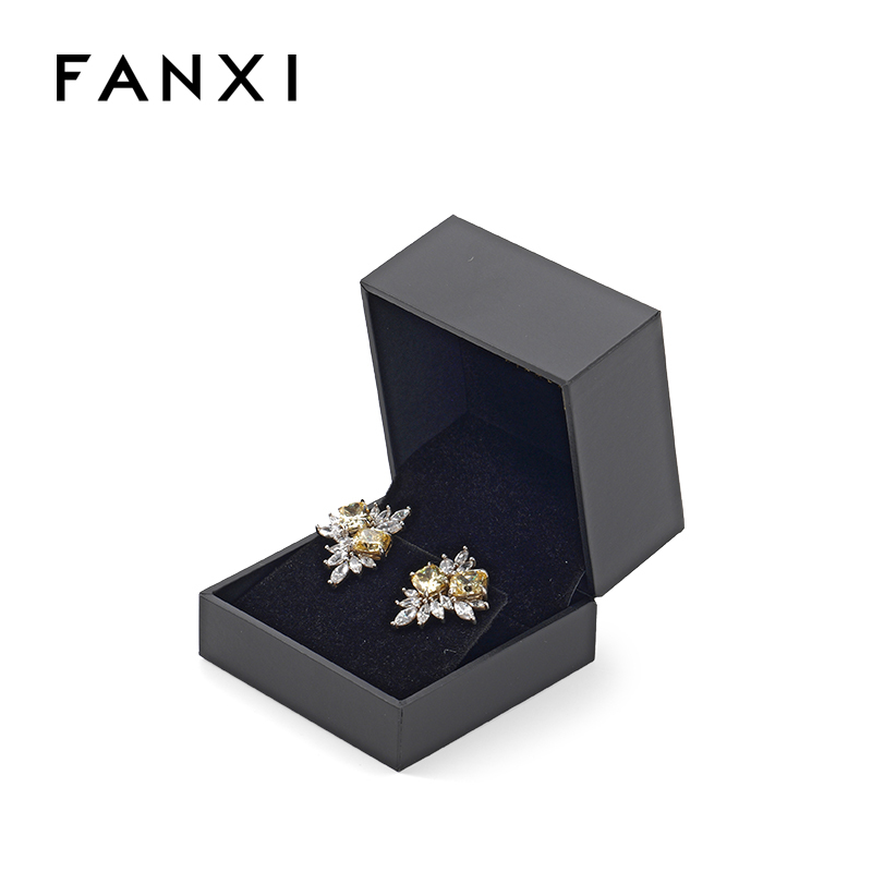 FANXI Custom black paper velvet earring box