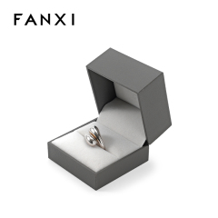 FANXI Custom dark grey paper velvet ring box
