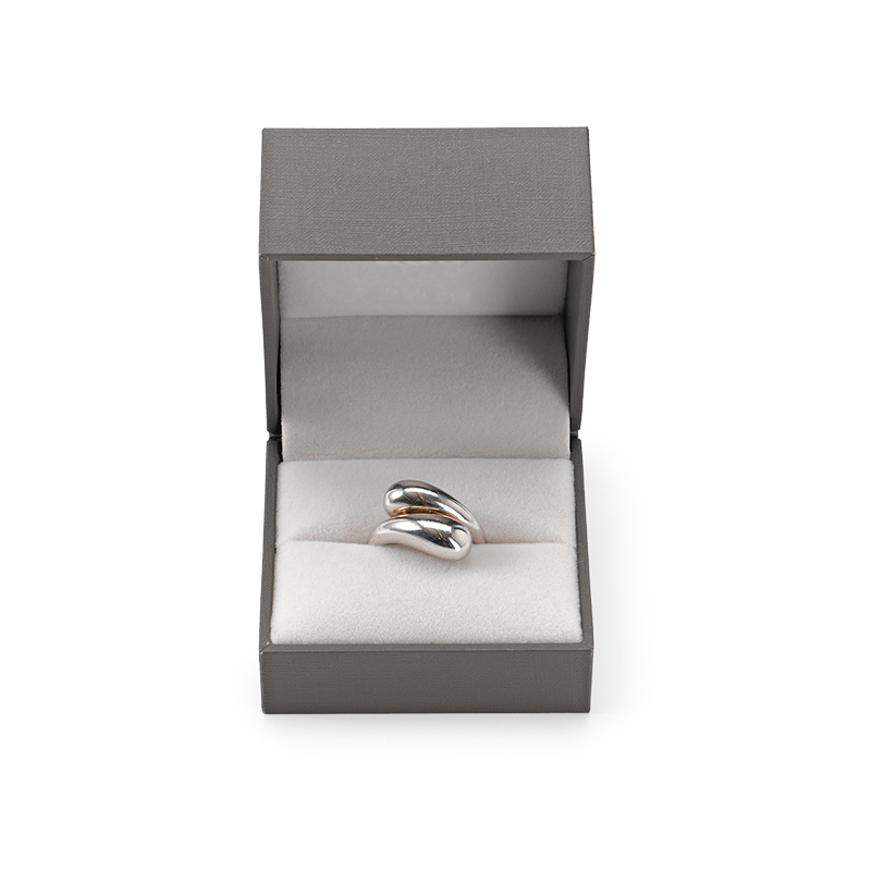 FANXI Custom dark grey paper velvet ring box