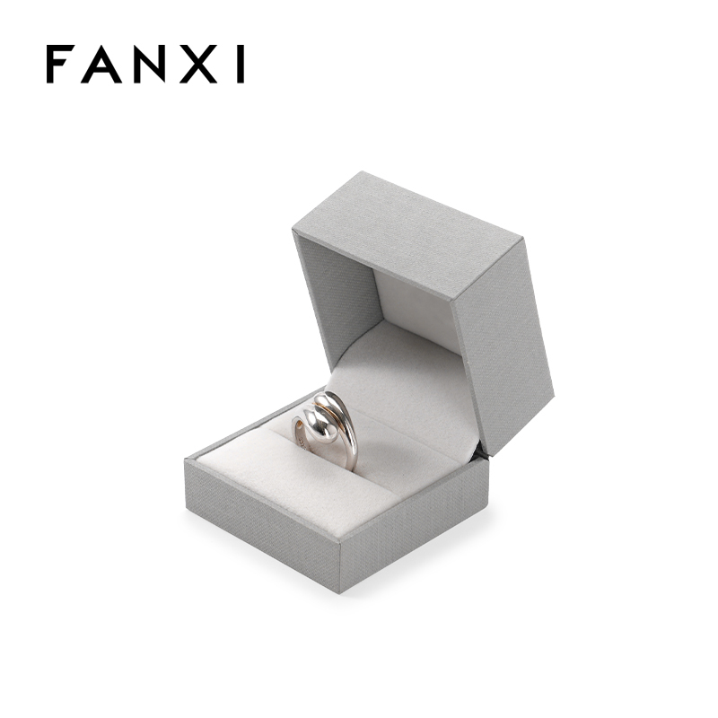 FANXI Custom grey paper velvet ring box