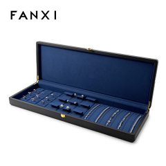 FANXI Custom blue leather microfiber jewelry case