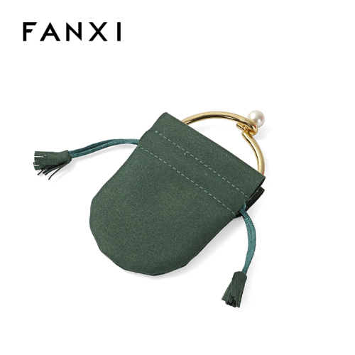 FANXI Custom green suede pouch