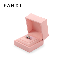 FANXI Custom pink paper microfiber ring box