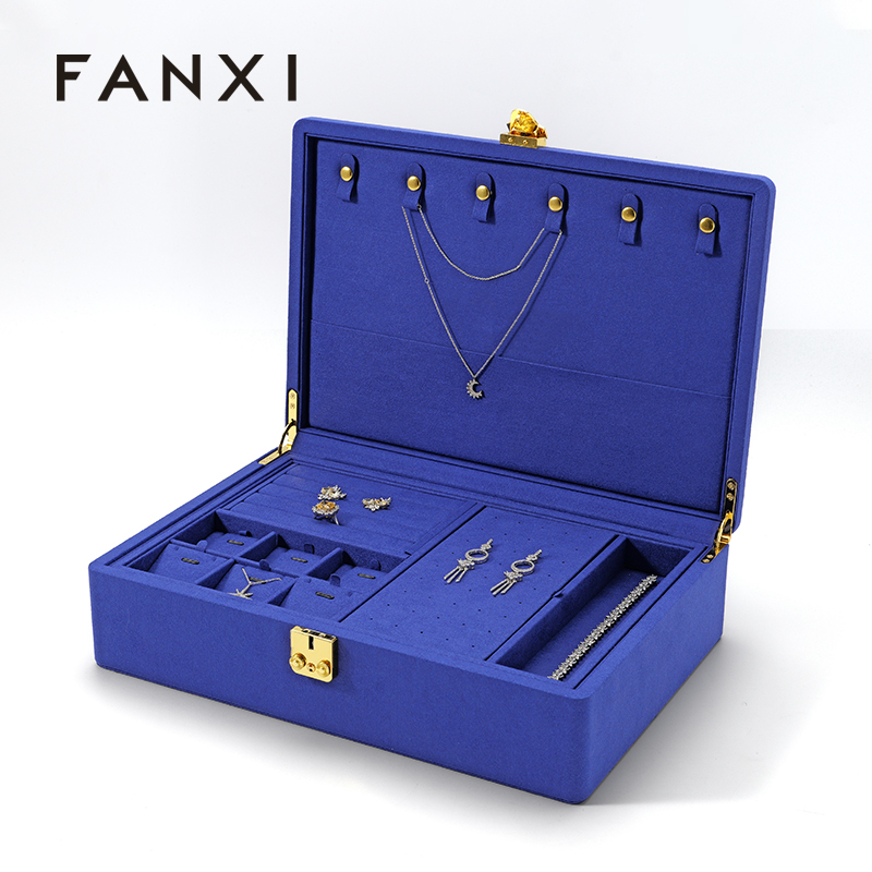 FANXI Custom blue microfiber jewelry box