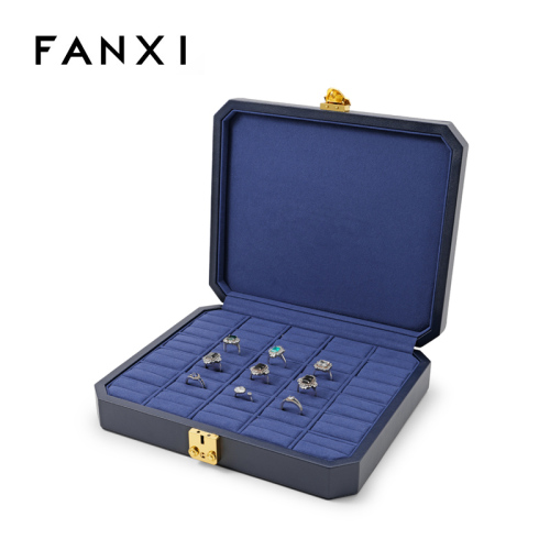FANXI Custom blue leather velvet ring box