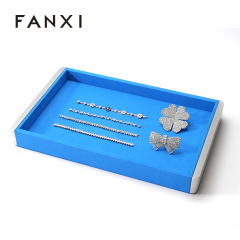 FANXI Custom blue microfiber metal jewelry plate