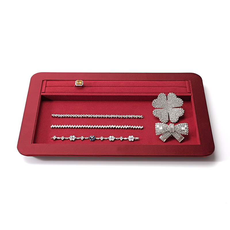 FANXI Custom red leather microfiber jewelry plate
