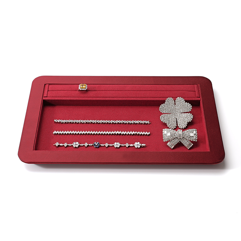 FANXI Custom red leather microfiber jewelry plate