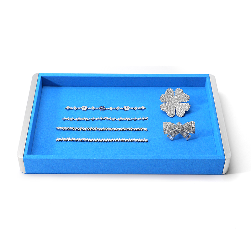 FANXI Custom blue microfiber metal jewelry plate