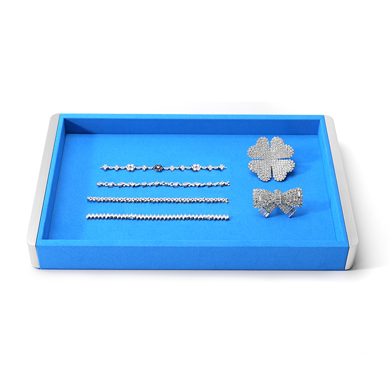FANXI Custom blue microfiber metal jewelry plate