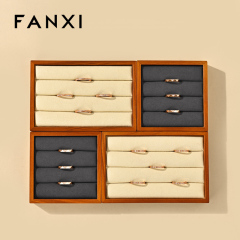 FANXI New arrival Beige Wooden Jewelry display tray