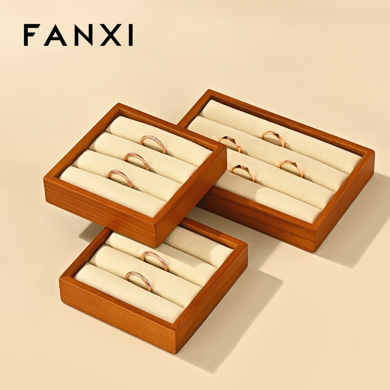 FANXI New arrival Beige Wooden Jewelry display tray