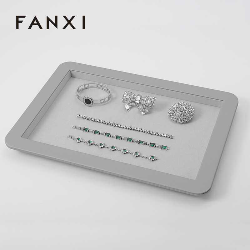 FANXI Custom Beige leather Jewelry plate
